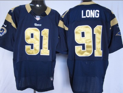 Men's St. Louis Rams #91 Chris Long Navy Blue Nik Elite Jersey