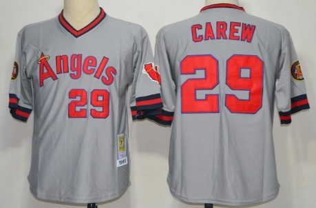 LA Angels of Anaheim #29 Rod Carew Gray Throwback Jersey