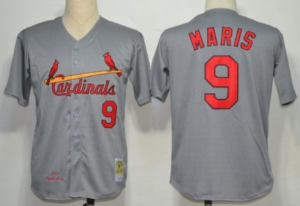 Men's St. Louis Cardinals #9 Roger Maris 1967 Gray Wool Throwback Jersey