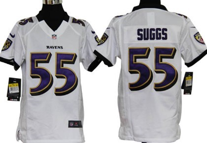 Nike Baltimore Ravens #55 Terrell Suggs White Game Kids Jersey