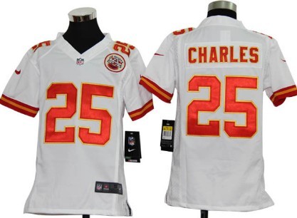 Nike Kansas City Chiefs #25 Jamaal Charles White Game Kids Jersey