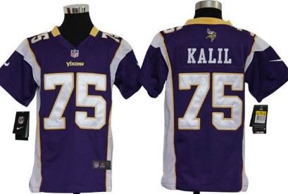 Nike Minnesota Vikings #75 Matt Kalil Purple Game Kids Jersey