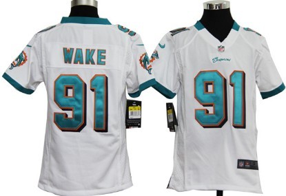 Nike NFL Miami Dolphins #91 Cameron Wake White Game Kids Jersey