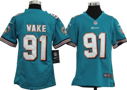 Nike NFL Miami Dolphins #91 Cameron Wake Green Game Kids Jersey