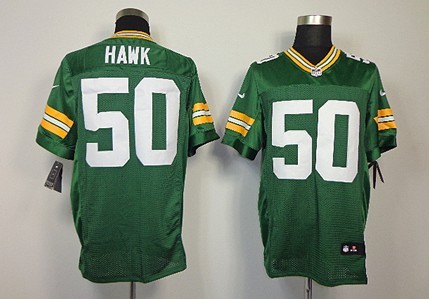 Nike Green Bay Packers #50 A.J. Hawk Green Elite Jersey