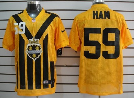 Men's Pittsburgh Steelers #59 Jack Ham 1933 Yellow Nik Throwback Jersey