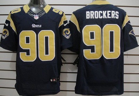 Mens Nike St. Louis Rams #90 Michael Brockers Navy Blue Elite Jersey