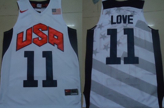 2012 Olympics Team USA #11 Kevin Love Revolution 30 Swingman White Jersey