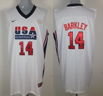Team USA Basketball #14 Charles Barkley White Throwback Jersey