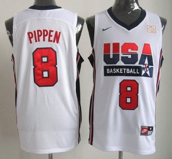 Team USA Basketball #8 Scottie Pippen White Throwback Jersey