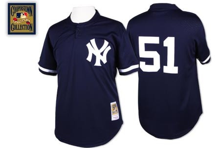 Men's New York Yankees Jersey #51 Bernie Williams Mitchell & Ness 1998 Authentic Throwback Mesh Batting Practice Jersey