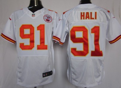 Men's Kansas City Chiefs #91 Tamba Hali White Nik Elite Jersey