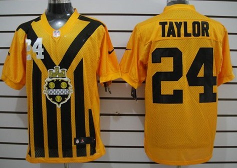 Men's Pittsburgh Steelers #24 Ike Taylor 1933 Yellow Nik Throwback Jersey