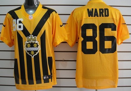 Men's Pittsburgh Steelers #86 Hines Ward 1933 Yellow Nik Throwback Jersey
