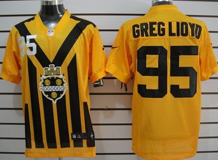 Men's Pittsburgh Steelers #95 Greg Lloyd 1933 Yellow Nik Throwback Jersey