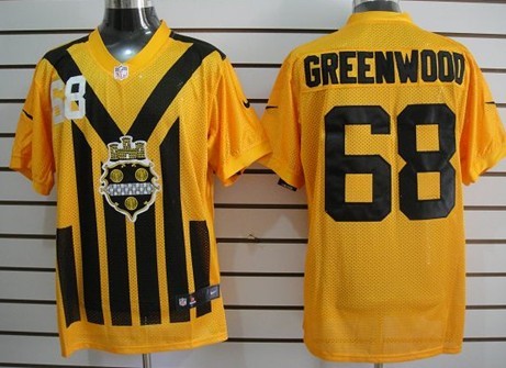 Men's Pittsburgh Steelers #68 L.C. Greenwood 1933 Yellow Nik Throwback Jersey