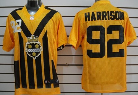 Men's Pittsburgh Steelers #92 James Harrison 1933 Yellow Nik Throwback Jersey