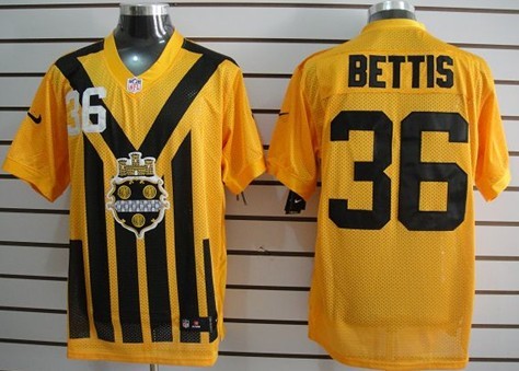 Men's Pittsburgh Steelers #36 Jerome Bettis 1933 Yellow Nik Throwback Jersey