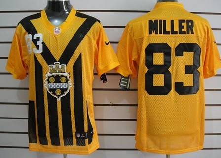 Men's Pittsburgh Steelers #83 Heath Miller 1933 Yellow Throwback Nik Jersey