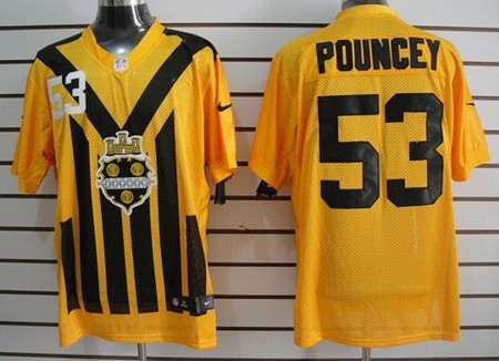 Men's Pittsburgh Steelers #53 Maurkice Pouncey 1933 Yellow Nik Throwback Jersey