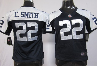 Nike Dallas Cowboys #22 Emmitt Smith Blue Thanksgiving Game Kids Jersey