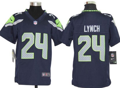 Kid's Seattle Seahawks Nike Game Jersey #24 Marshawn Lynch Navy Blue 