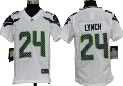 Kid's Seattle Seahawks Nike Game Jersey #24 Marshawn Lynch  White 