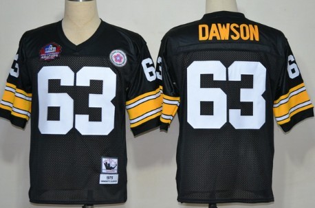 Mitchell&Ness Pittsburgh Steelers #63 Dermontti Dawson Throwback Jersey black  with Hall of Fame  patch