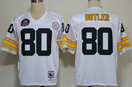 Mitchell&Ness Pittsburgh Steelers #80 Jack Butler Throwback Jersey White with Hall of Fame  patch
