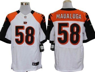 Mens Nike NFL Elite Jersey Cincinnati Bengals #58 Rey Maualuga White 