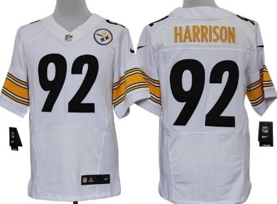 Men's Pittsburgh Steelers #92 James Harrison White Nik Elite Jersey