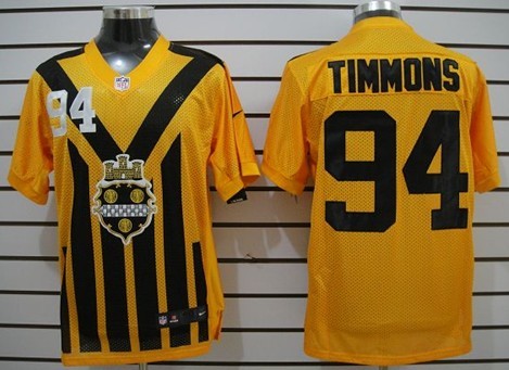 Men's Pittsburgh Steelers #94 Lawrence Timmons 1933 Yellow Throwback Nik Jersey