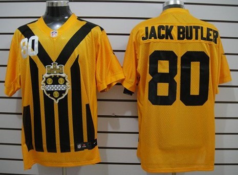 Men's Pittsburgh Steelers #80 Jack Butler 1933 Yellow Throwback Nik Jersey