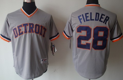 Men's Baseball Jersey Detroit Tigers #28 Prince Fielder Gray Pullover