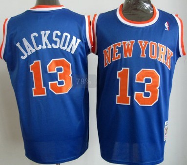Men's New York Knicks #13 Mark Jackson Blue Mitchell & Ness Hardwood Classics Throwback Jersey  