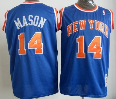 Men's New York Knicks #14 Anthony Mason Blue Mitchell & Ness Hardwood Classics Throwback Jersey  