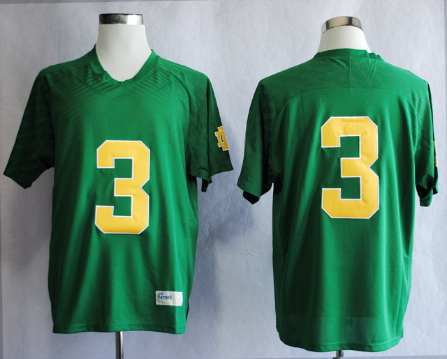 Men's Notre Dame Fighting Irish Joe Montana #3 Green Throwback Jersey