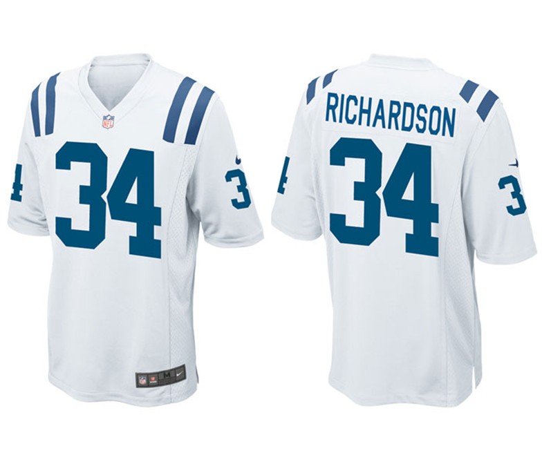 Men's Indianapolis Colts #34 Trent Richardson White Nik Elite Jersey