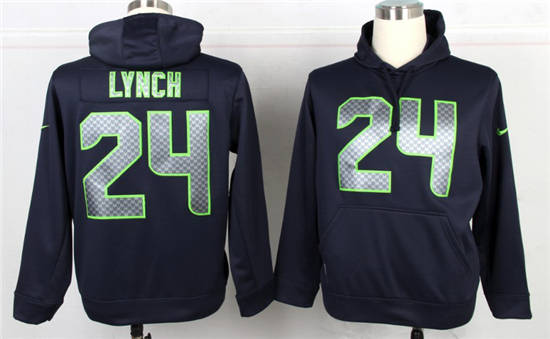Seattle Seahawks #24 Marshawn Lynch Nike hoody navy blue