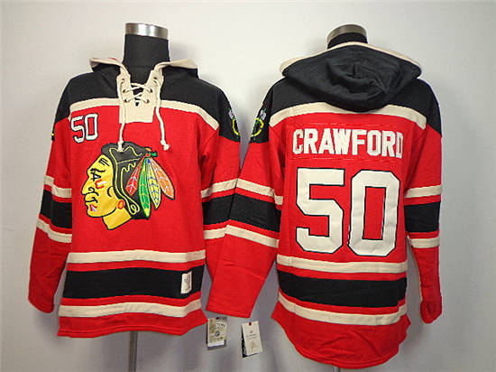 Old Time Hockey Hoodies Chicago Blackhawks #50 Corey Crawford Red