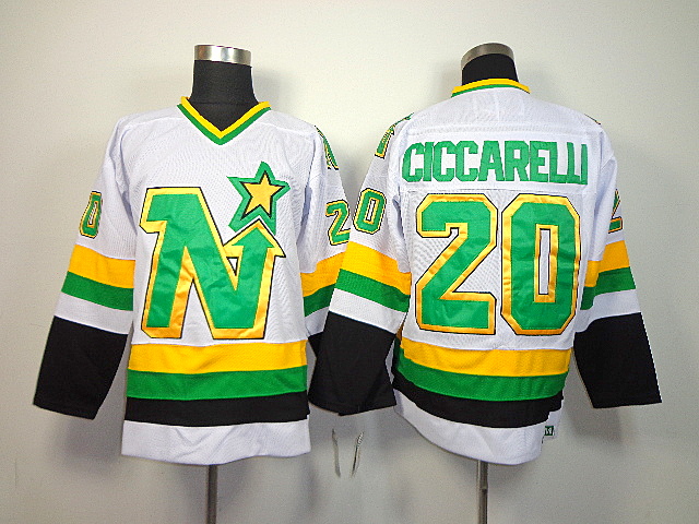 Men's Minnesota North Stars #20 Dino Ciccarelli 1988-89 White CCM Vintage Throwback Jersey