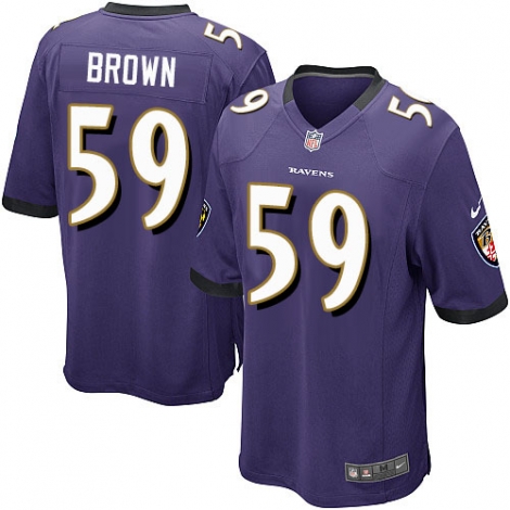 Men's Baltimore Ravens #59 Arthur Brown Purple Nik Elite Jersey