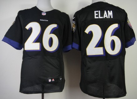 Men's Baltimore Ravens #26 Matt Elam Black Nik Elite Jersey