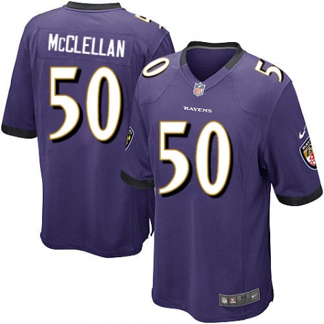 Men's Baltimore Ravens #50 Albert McClellan Purple Nik Elite Jersey