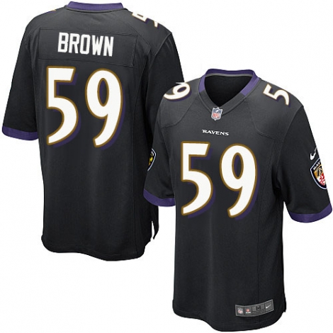 Men's Baltimore Ravens #59 Arthur Brown Black Nik Elite Jersey