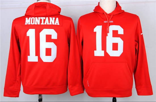 San Francisco 49ers #16 Joe Montana Nike hoody Red
