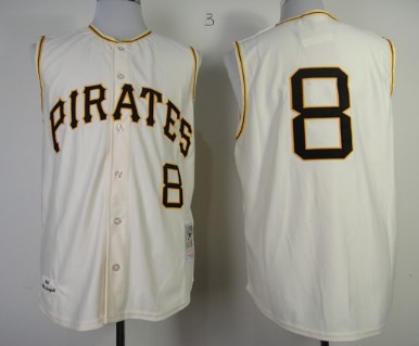 Men's Pittsburgh Pirates #8 Willie Stargell 1960 Cream Vest Throwback Jersey