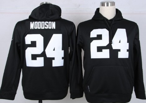 Oakland Raiders #24 Charles Woodson Black Nike Hoody