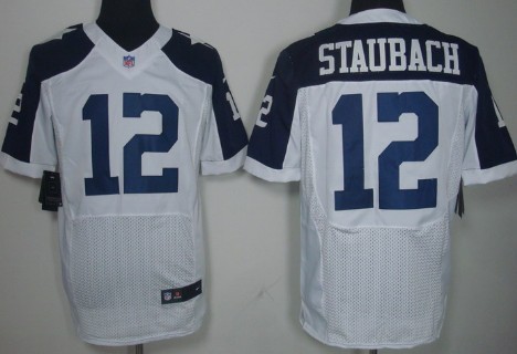 Mens Nike Elite Jersey Dallas Cowboys #12 Roger Staubach White Thanksgiving