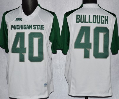 Michigan State Spartans #40 Max Bullough 2013 White Big 10 Patch Jersey